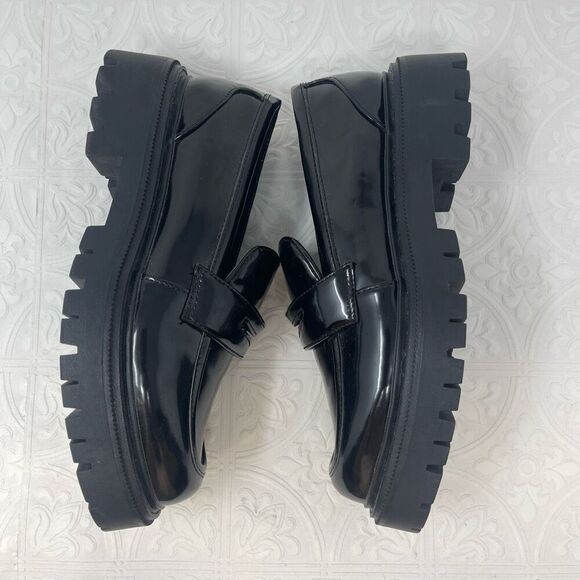 Aldo Black Shanna Chunky Block Heel Slip On Loafer Shoes Size 8 - Picture 3 of 7